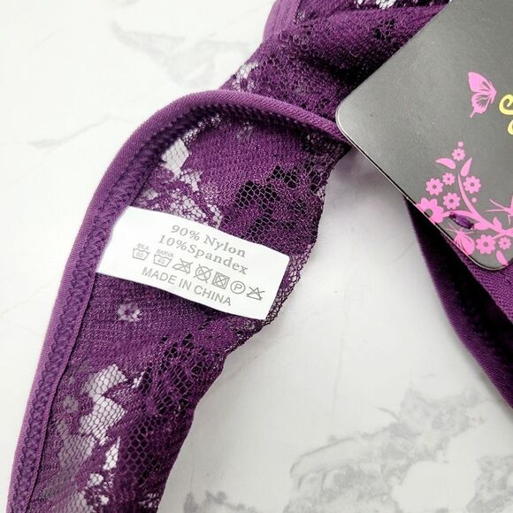 2/$20 Brand New Purple Lace G String T-Back Panties Underwear One Size - Picture 6 of 6